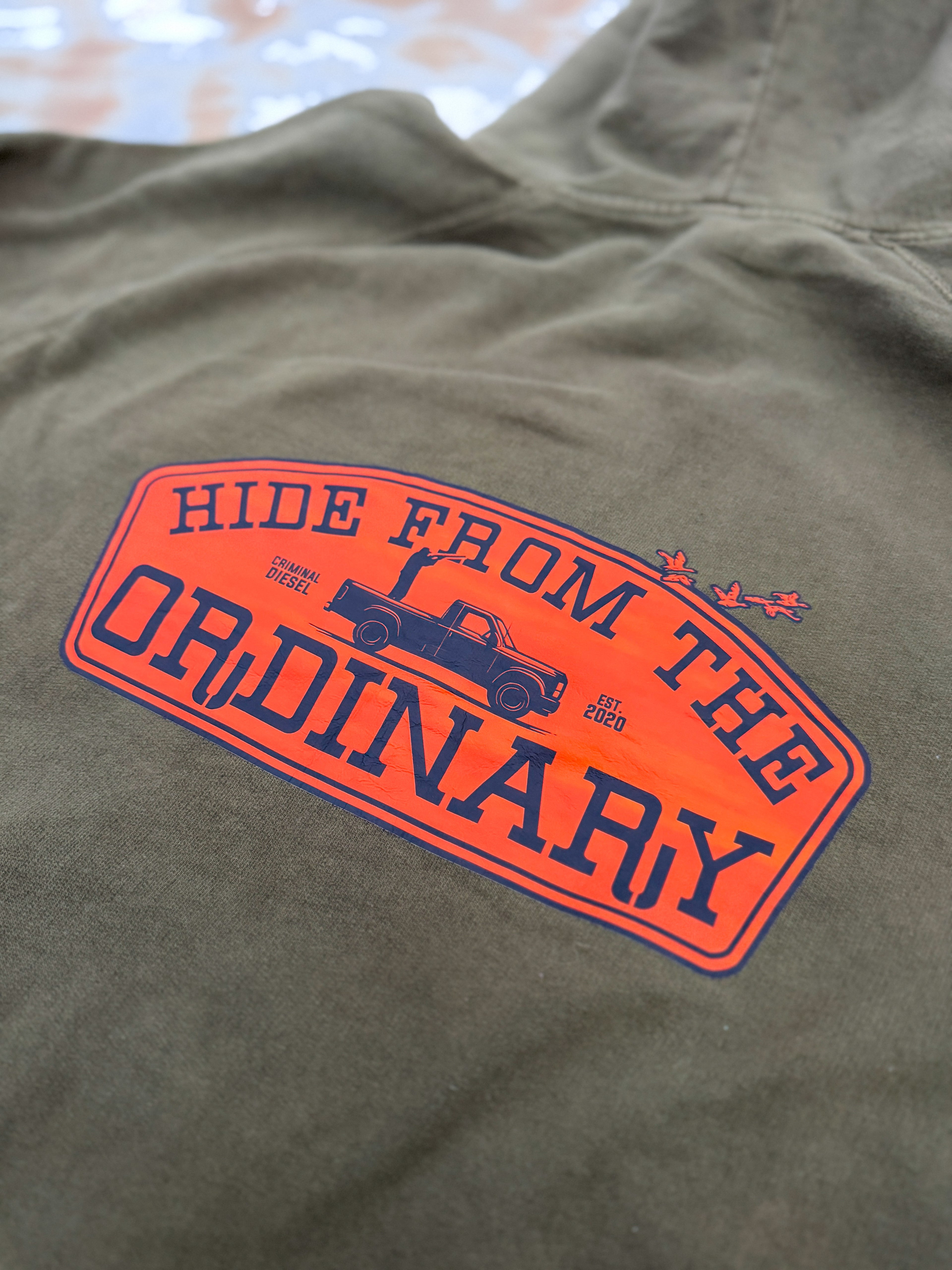 -HIDE FROM THE ORDINARY- Distressed Mid-Weight Hoodie