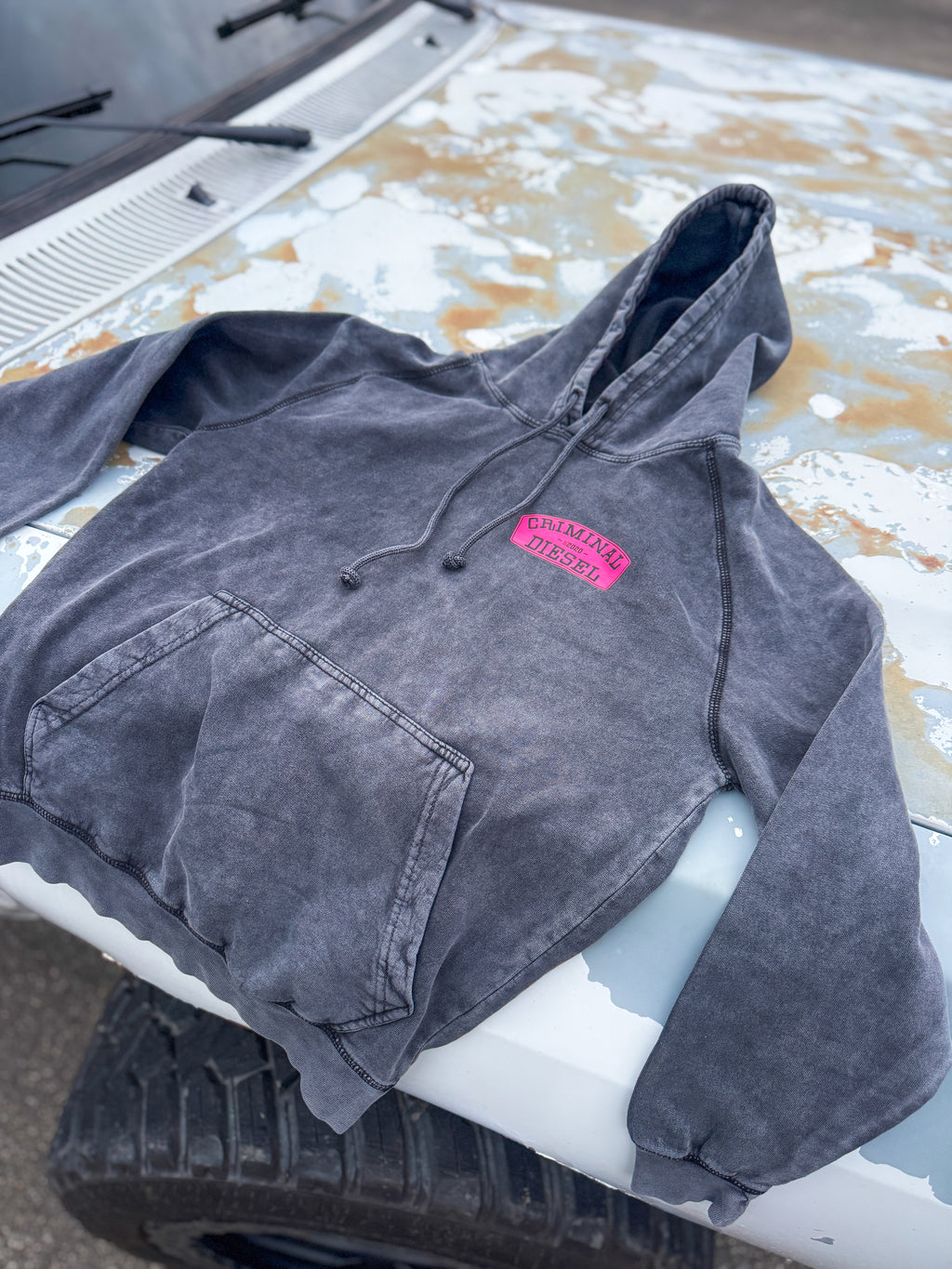 -HIDE FROM THE ORDINARY- Distressed Mid-Weight Hoodie